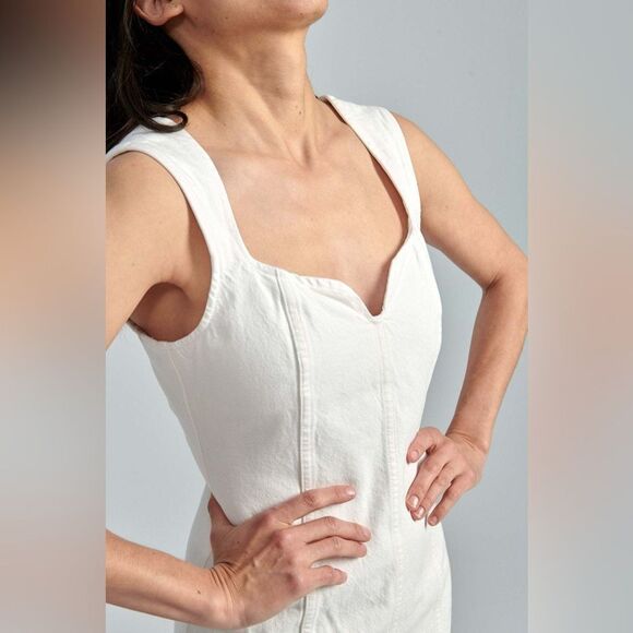 Mara Hoffman Indya Denim Midi Denim Dress White Size 6 MSRP $525 - Picture 2 of 9